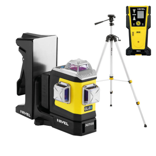 Nivel System CLx3G MOTOR + statyw SJJ-M1 EX + czujnik CLS-5 – zmotoryzowany laser krzyżowy zielony 3 × 360° 3D Bluetooth